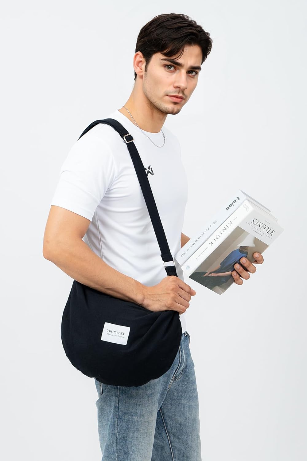 Crescent Crossbody Bag for Women Boho Sling Purse with Zipper Lightweight Hobo Messenger Shoulder Bag - Image 2