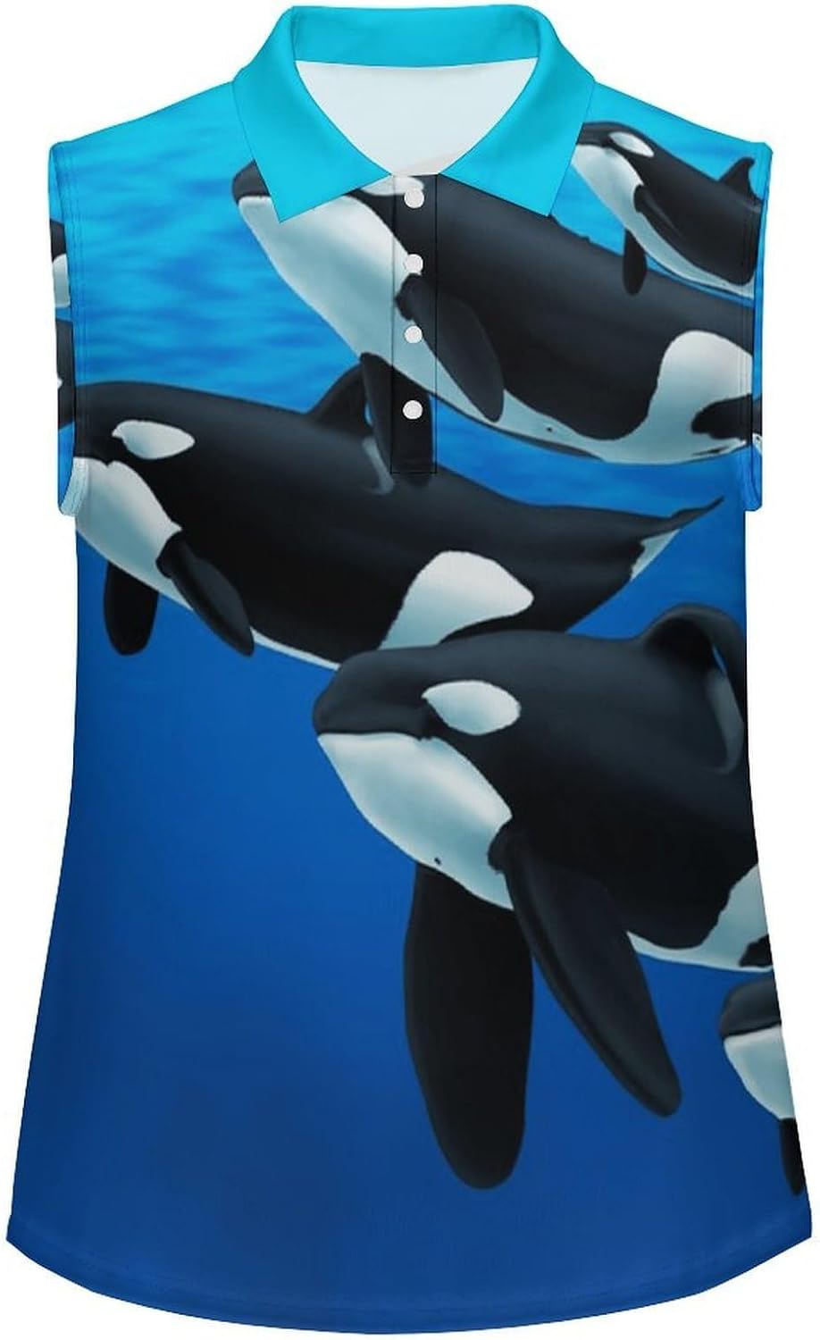 Orca Killer Whale Golf Shirts for Women V Neck Tennis Polo Tank Tops Blouses Sleeveless T-Shirts