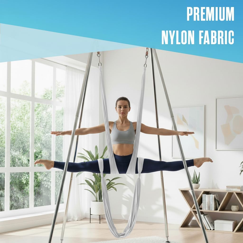 Houseables Aerial Silks, Yoga Swing, Aerial Yoga Hammock, Ariel Silk, Gymnastics Swing, Acrobatics Equipment, For Home, Indoor, Outdoor, Arial Setup, Rig, Sling, Portable