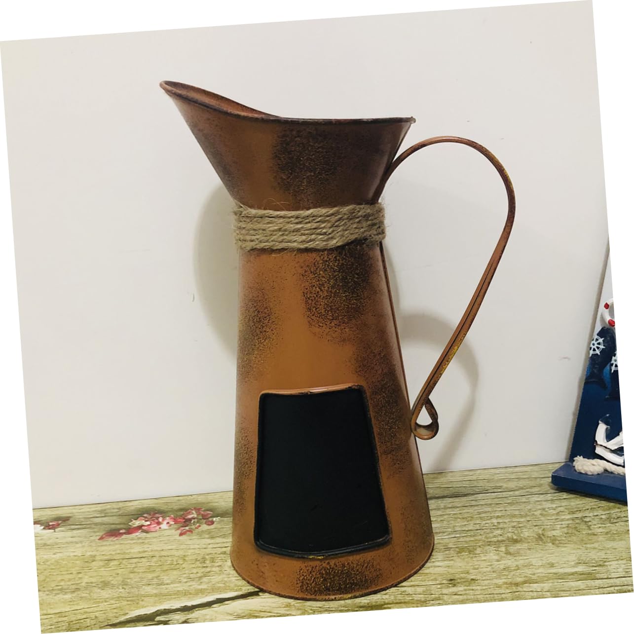 VINTORKY Pitcher with Blackboard Design Rustic Decor for Dried Flowers Kitchen Utensils More Accessory for Living Balcony Desktop Orange