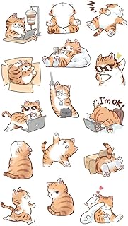 ملصق ستيكر بتصميم أنيمي عشوائي بأشكال قطط لطيفة - 80