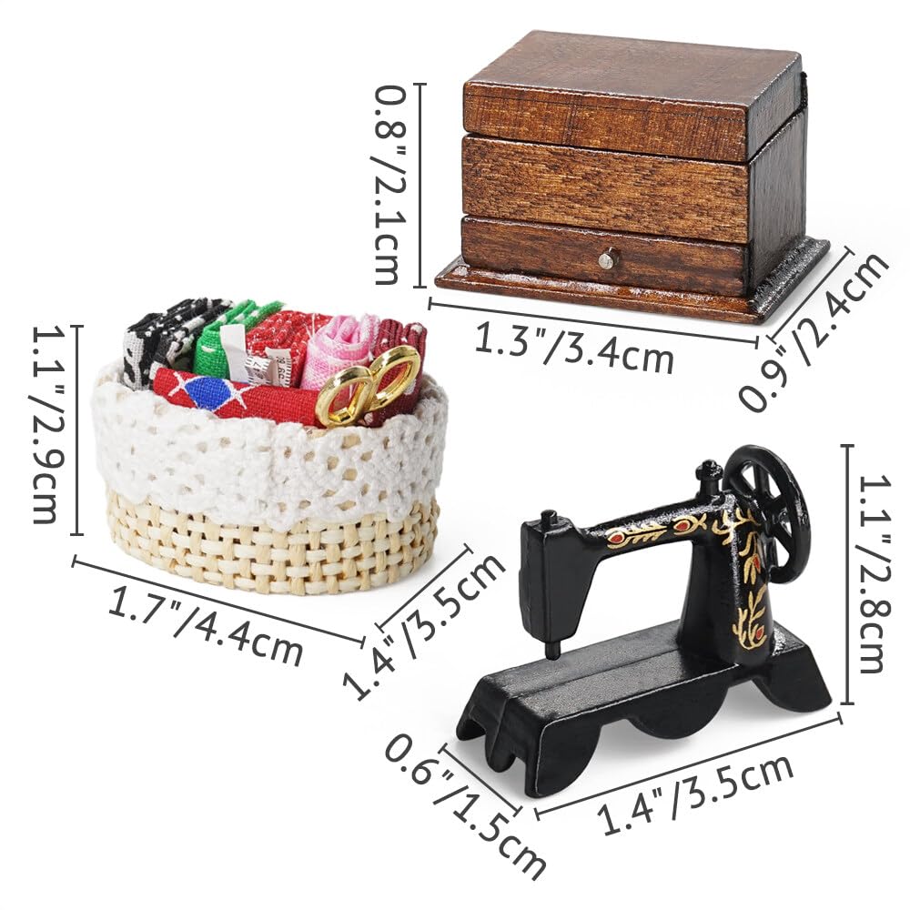 Amazon.co.jp: Odoria ドールハウス ミシン 裁縫箱 ミニチュア - 1/12