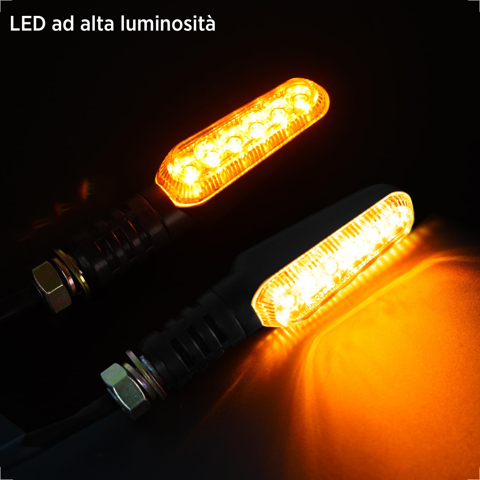 evermotor Frecce Moto, 2 Pezzi 6 LED Frecce Moto Omologate 12V Universali Indicatori di Direzione Impermeabile, ATV e Scooter