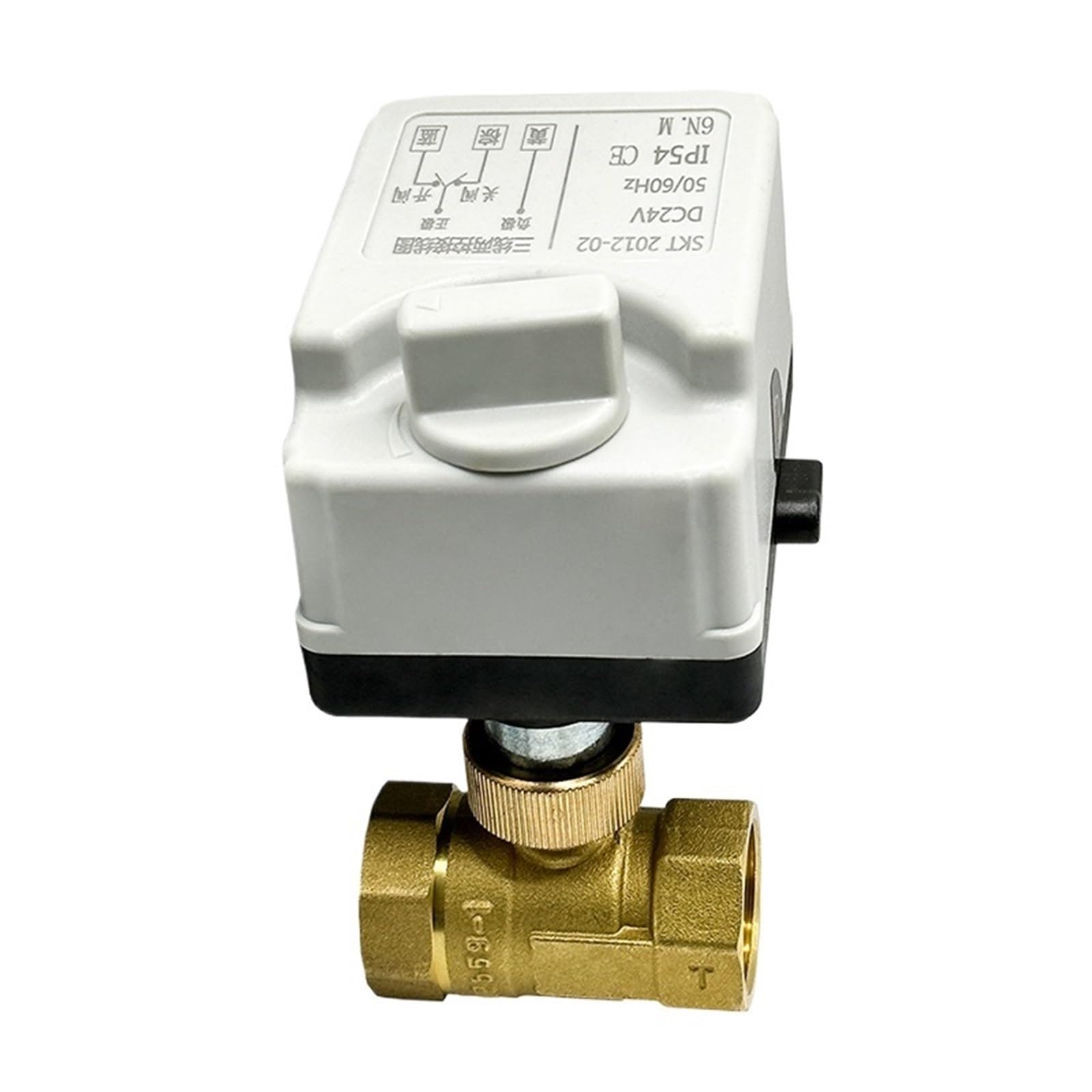Valvola a sfera motorizzata in ottone da 1/2" 3/4" 1" 2" a 3 fili, 2 controlli, normalmente chiusa, DC24V DC12V, con interruttore manuale(3/4",DC24V)