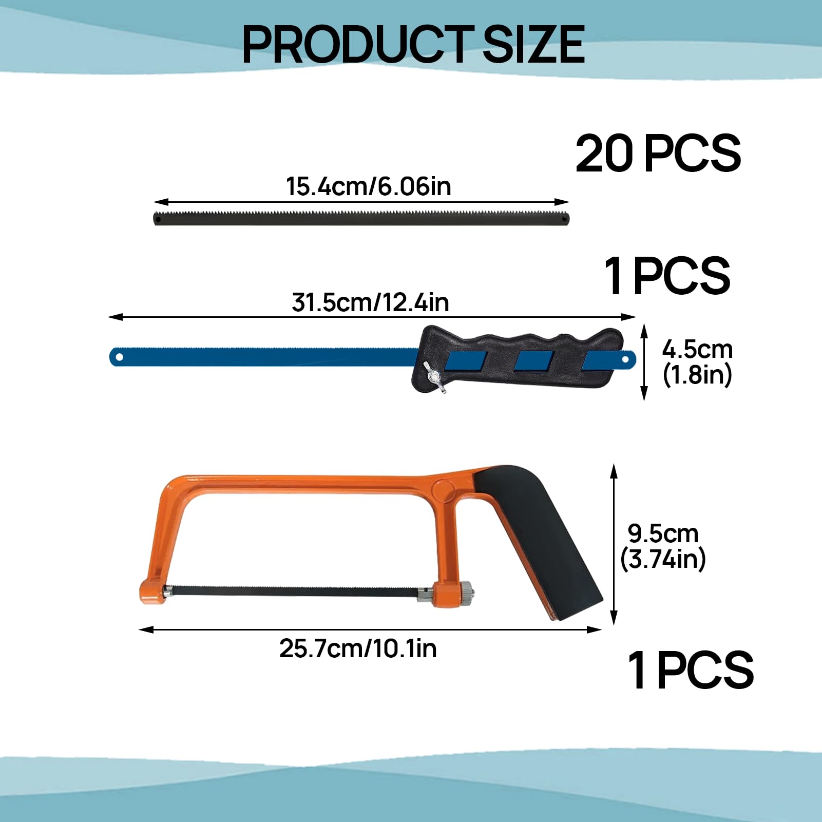 Junior Hacksaw, 2 Pcs Hacksaw for Metal Cutting with 20 Exchangeable Blades, Hack Saw to Cut Metal - Image 2