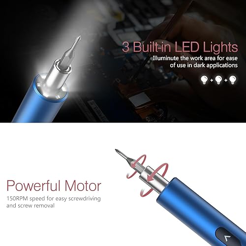 Miniatura 5 de LOFICOPER Destornillador eléctrico inalámbrico, kit de destornilladores de precisión 28 en 1, juego de herramientas de reparación electrónica, con