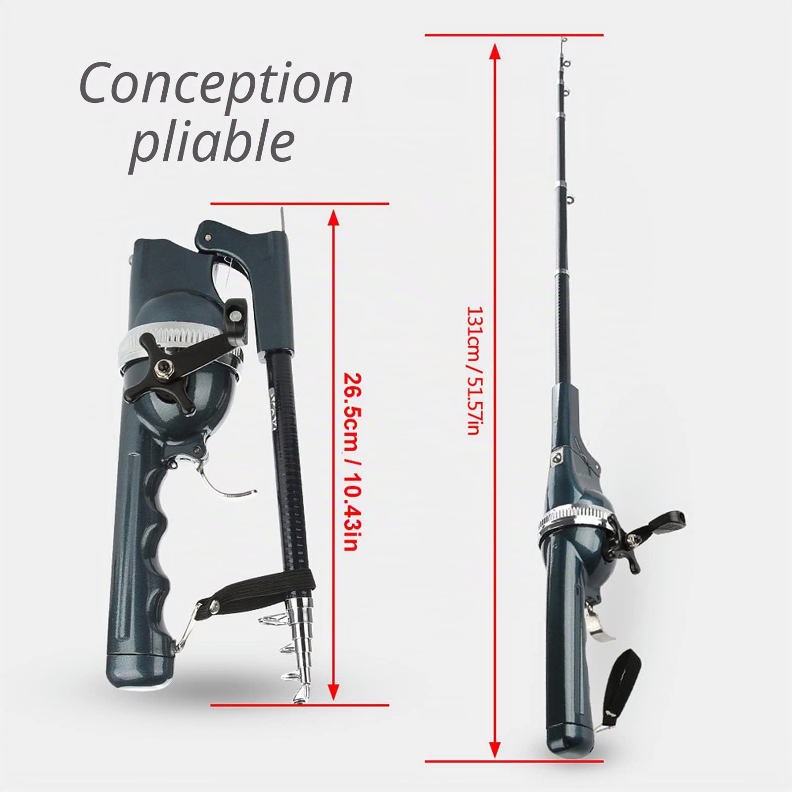 Canne à Pêche, Pliable Léger Compact avec Moulinet Plastique, Canne Voyage pour Débutants Rivière Mer Lac
