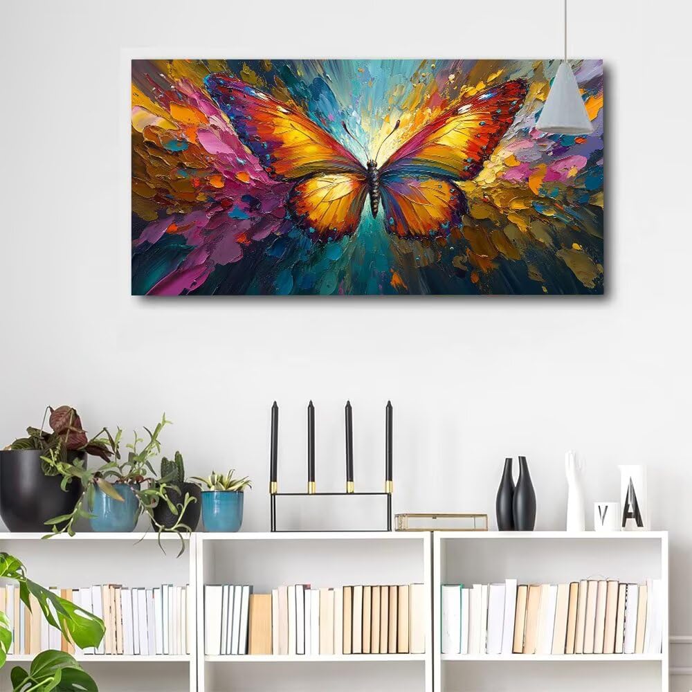 Peinture Numero Adulte Papillon Peinture Numero Grand Format 60x120cm Peinture par Numero Enfant Abstrait Numéro d'Art Kit Peinture par Décoration Murale Intérieure et Cadeaux Femme (Sans Cadre) Q-435
