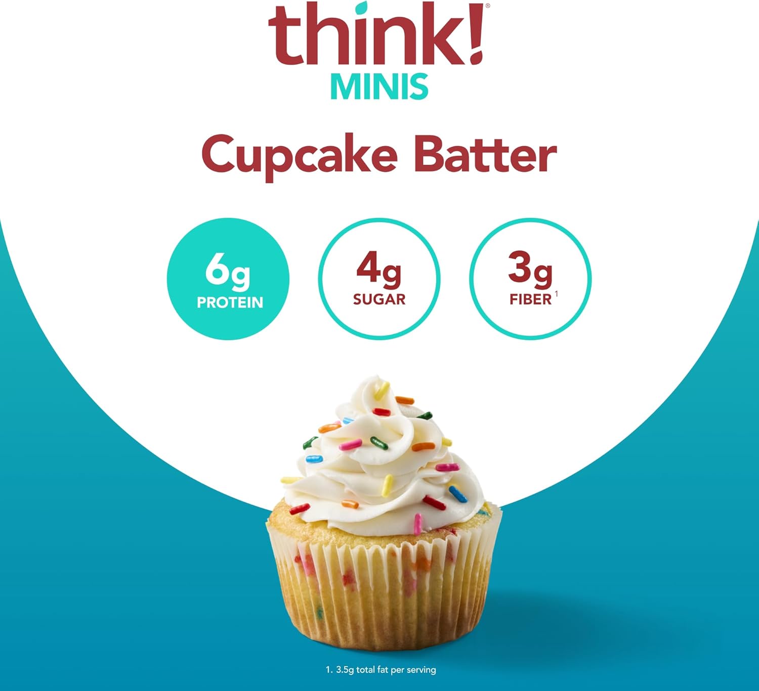 think! MINIS Protein Snack Bars, Gluten Free, Cupcake Batter, 15 Count (Pack of 2)