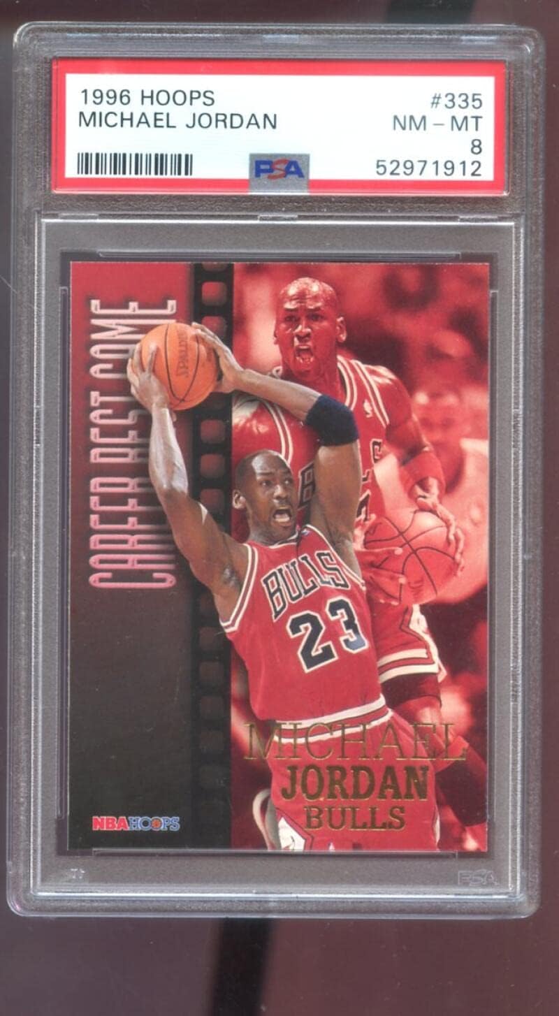 1996-97 Hoops #335 Michael Jordan PSA 8 Graded Basketball Card NBA Career Best Game Chicago Bulls 1996-1997 96-97