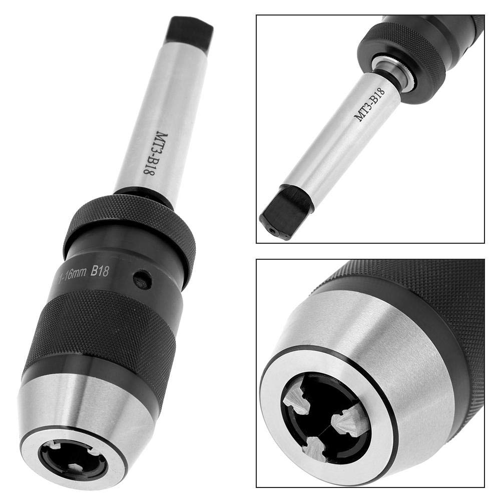 Mandrino Autoserrante Professionale MT3-B18, Conico con Perno MT2-JT3, Capacità 1-16mm per Trapano, Sistema Autofrenante