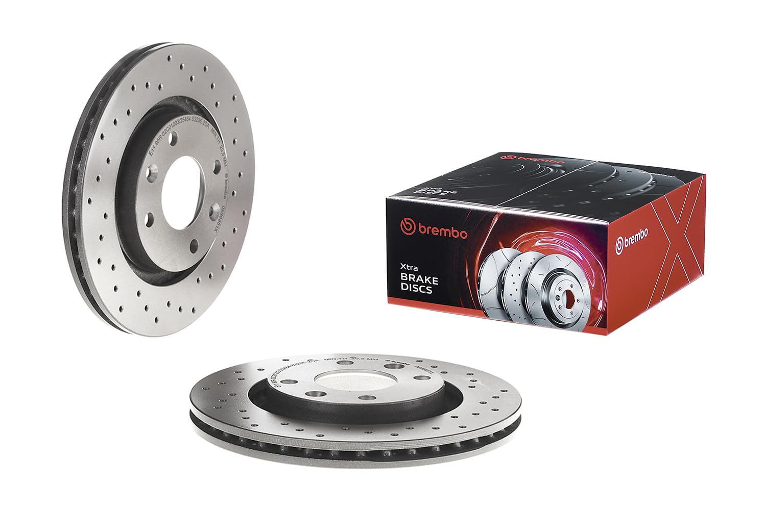 BREMBO XTRA Vented Brake Disc Pair - Drilled - 09.8695.1X - OE Equivalent