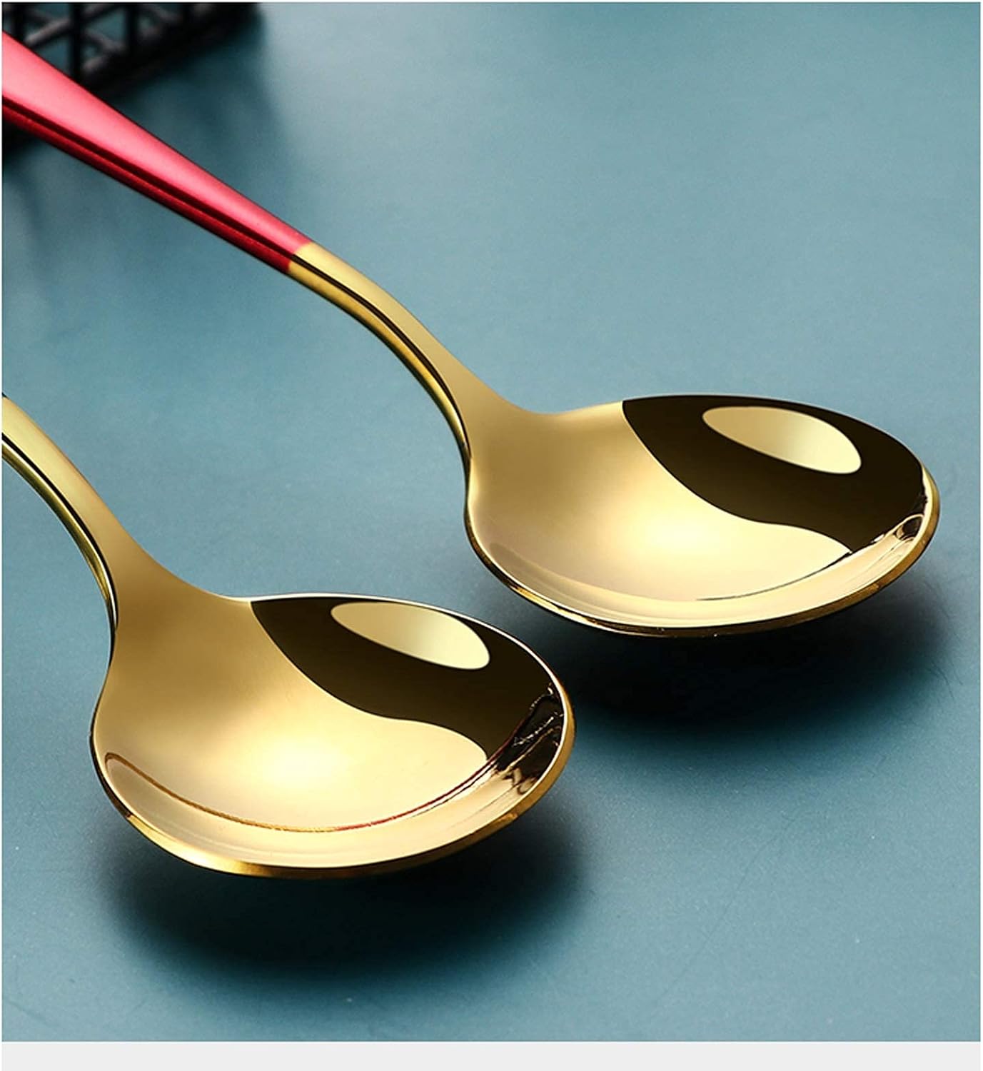 Dinner Spoon Set Stainless Steel Spoon Spoon Creative Big Spoon Thickening Spoon Sterling Spoon Small Spoon Eating Spoon Dinner Spoon/Soup ladle (Color: F) (C)
