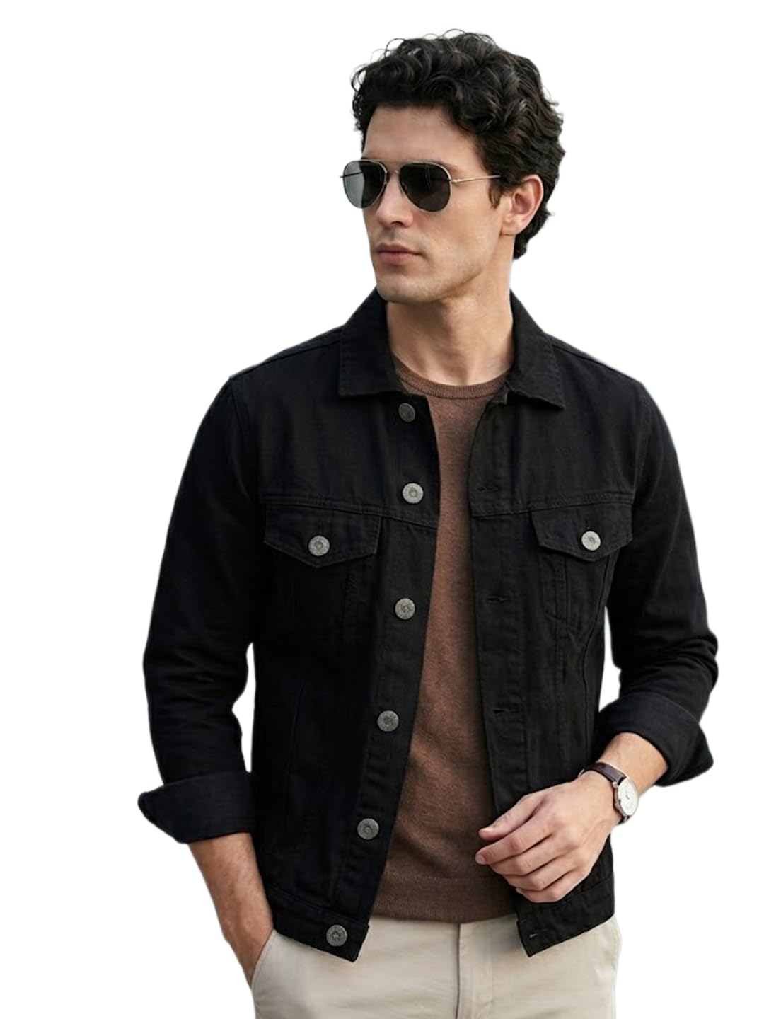Men's Regular Fit Washed Full Sleeve Denim Jacket-image-7