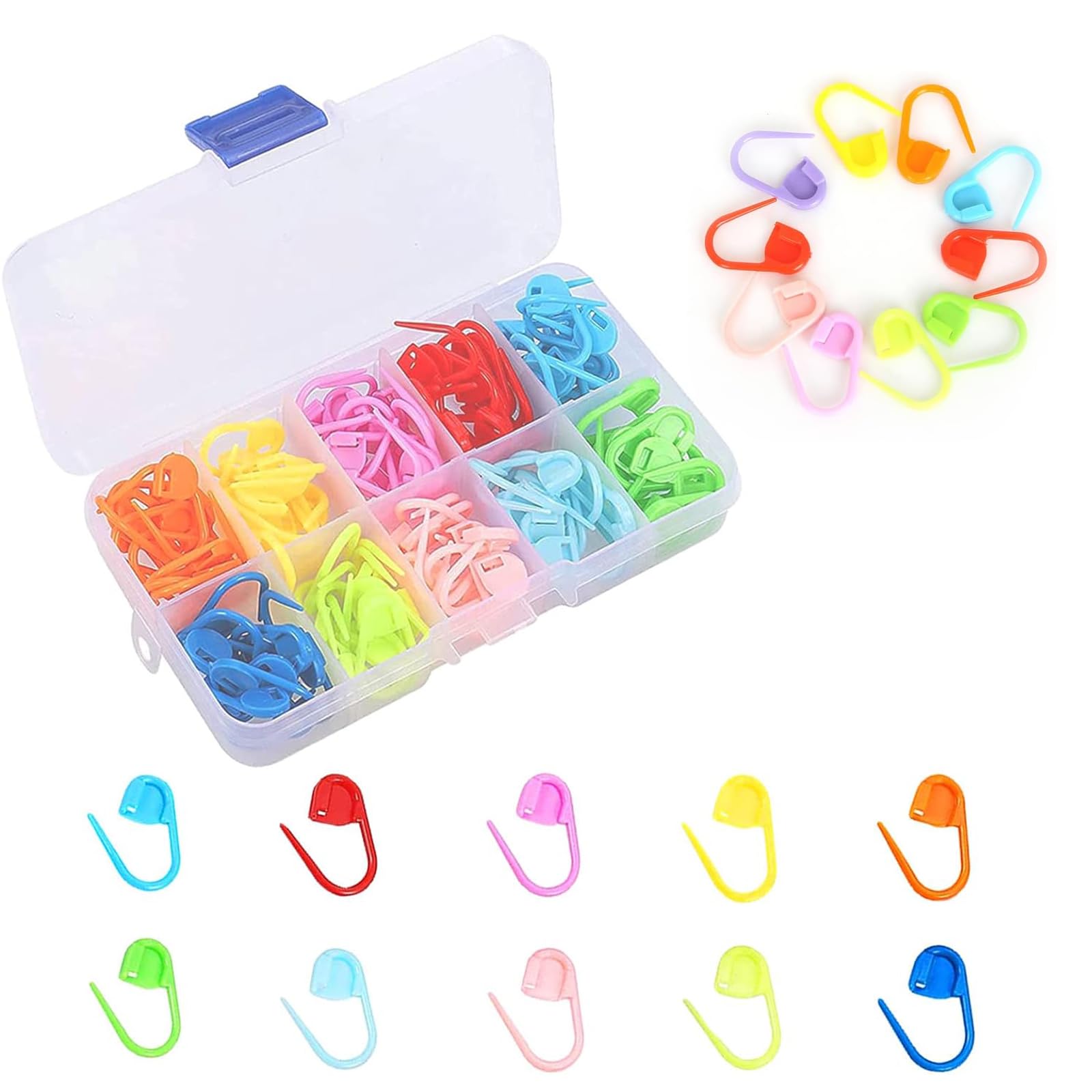 150 Piezas Marcadores Crochet, 10 Colores Marcadores de Puntadas de Ganchillo con Caja de Almacenamiento, para Tejer, Hacer Crochet o Hacer Manualidades