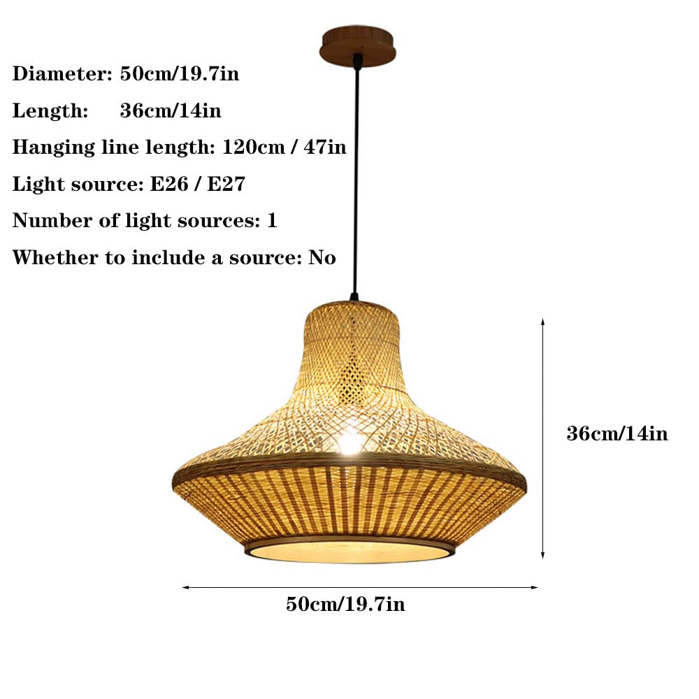 Tkająca Lampa Wisząca Z Bambusa Wiklinowy Abażur Żyrandol E27 W Stylu Retro W Stylu Japońskim Oprawa Oświetleniowa Sufitowa Wisząca Do Ogrodu, Jadalni, Gabinetu, Sypialni