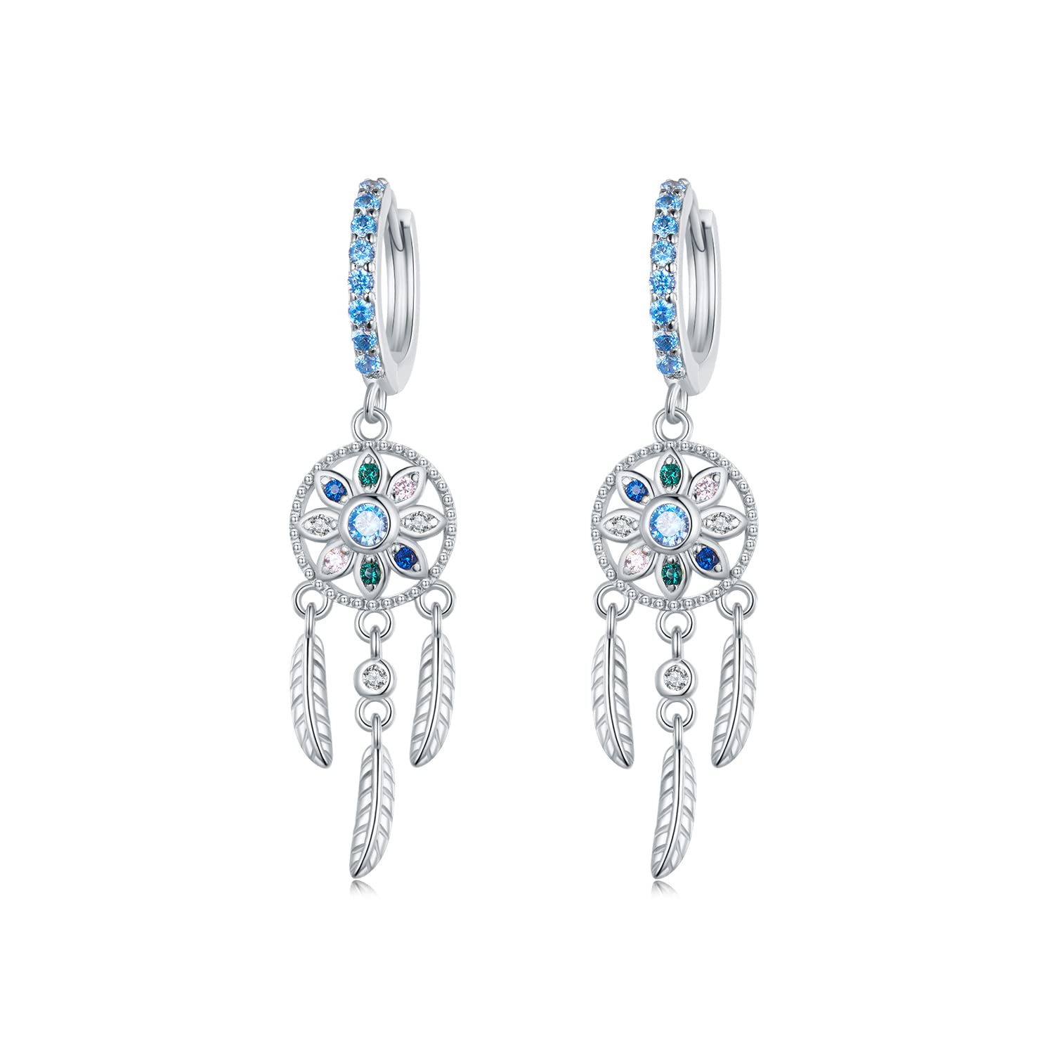Boucles d'oreilles pendantes attrape-rêve bohémien femmes style boho