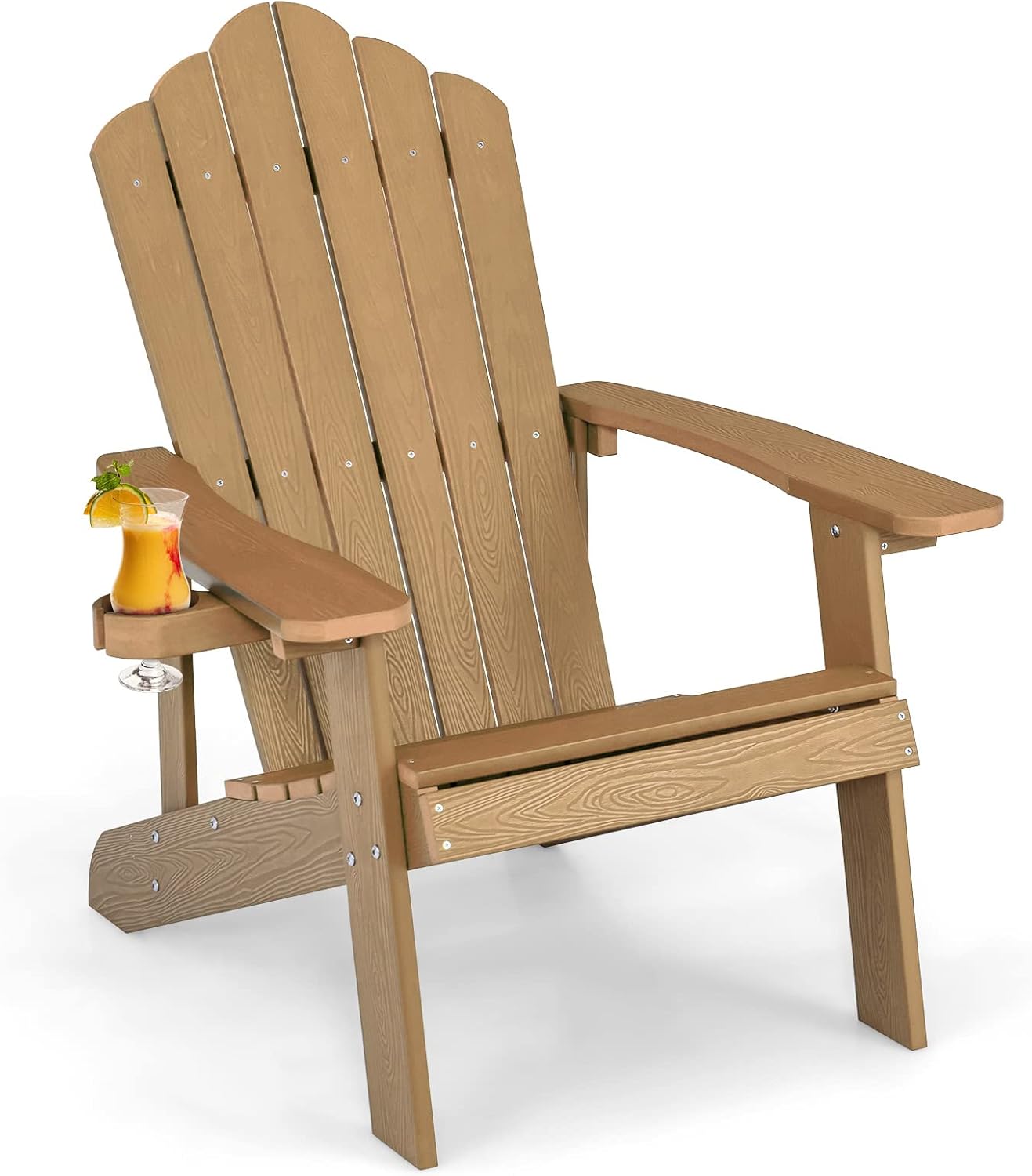 Giantex Outdoor Adirondack Chair Oversized Patio Chairs w/Hidden Cup Holder