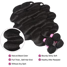 UNice Hair 18 20 22 24 inch Brazilian Body Wave Human Hair Weave 4 bundles 100% Real Unprocessed Virgin Brazilian Human Hair Extensions Natural Black Color