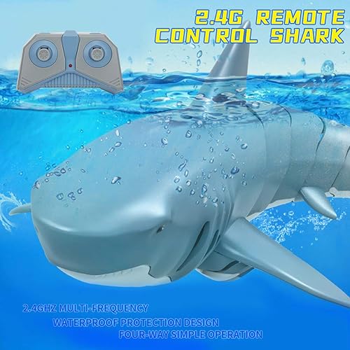 Miniatura 4 de VGEBY Barco de tiburón de simulación, 2.4G Control de cuatro vías de simulación de barco de peces de juguete de agua para piscina, baño y piscina