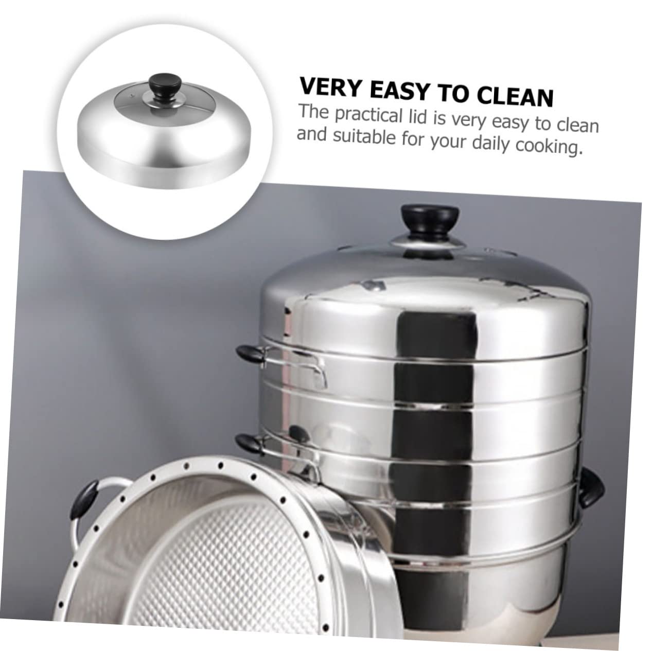 Coperchio per Pentola da Cucina in Acciaio Inox Argento
