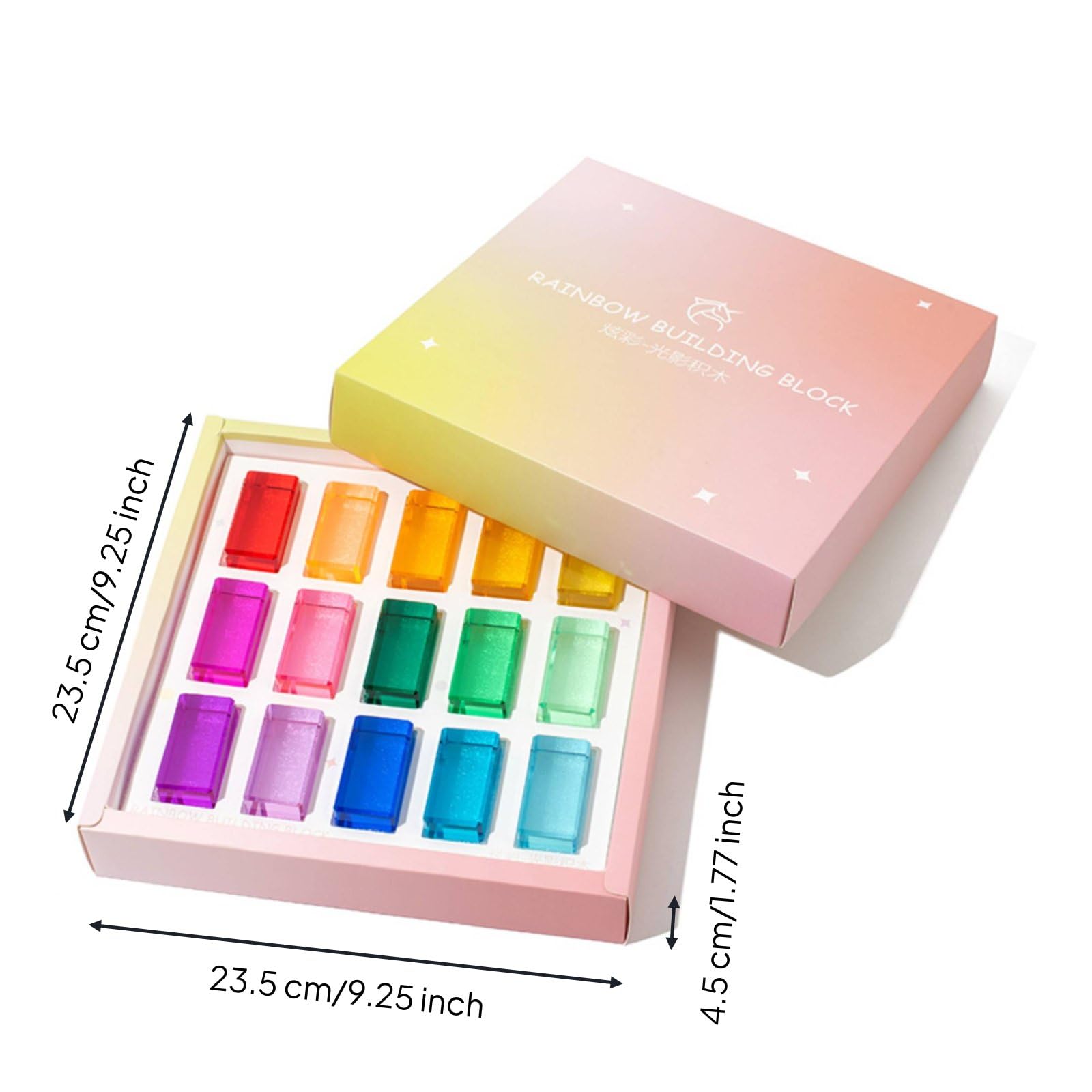 25 Pezzi Blocchi Acrilici Arcobaleno Colori Vivaci Blocchi Traslucidi Colorati Motricità Fine Gioco Educativo per Asilo