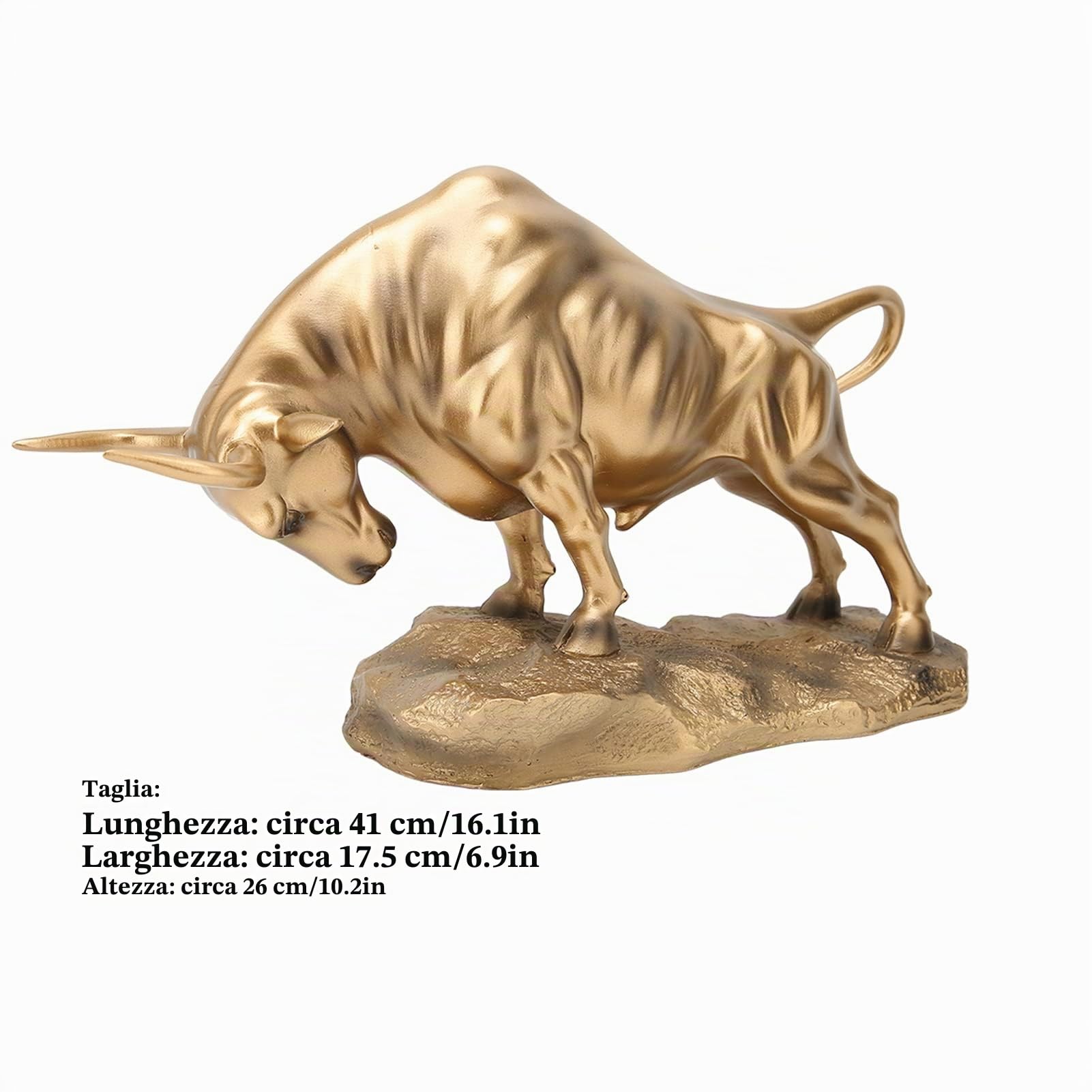 Scultura di Toro, Feng Shui in Resina Dorata Scultura di Toro, Statua di Bue per Fortuna e Ricchezza, Decoro da Tavolo per Casa e Ufficio, Regalo Idea per Collezionisti e Appassionati di Souvenir