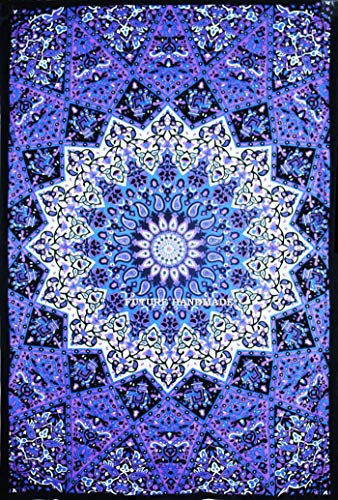 FUTURE HANDMADE Zwilling Tapisserie Blau Stern Elefant Printed Mandala Wandteppiche Hippie Heimdekoration