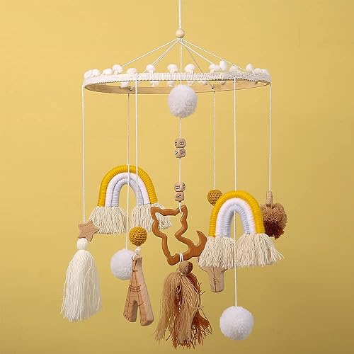 Miniatura 8 de Móvil de cuna de bebé neutro bohemio, hecho a mano, macramé, arco iris, para cuna, habitación de los niños, decoración de guardería