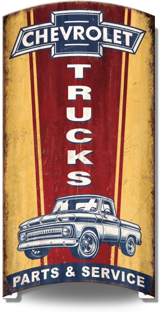Desperate Enterprises Rolled GM Truck Aluminum Sign - Sign Size 17.5" x 7.5" - Nostalgic Vintage Metal Signs - Made in the USA