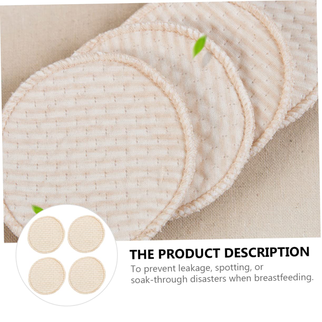 4pcs Absorbent Cotton Breast Pads Washable Nursing Cushions for Lactating Mothers Natural Cotton Comfortable Breathable Design for Preventing Leaks