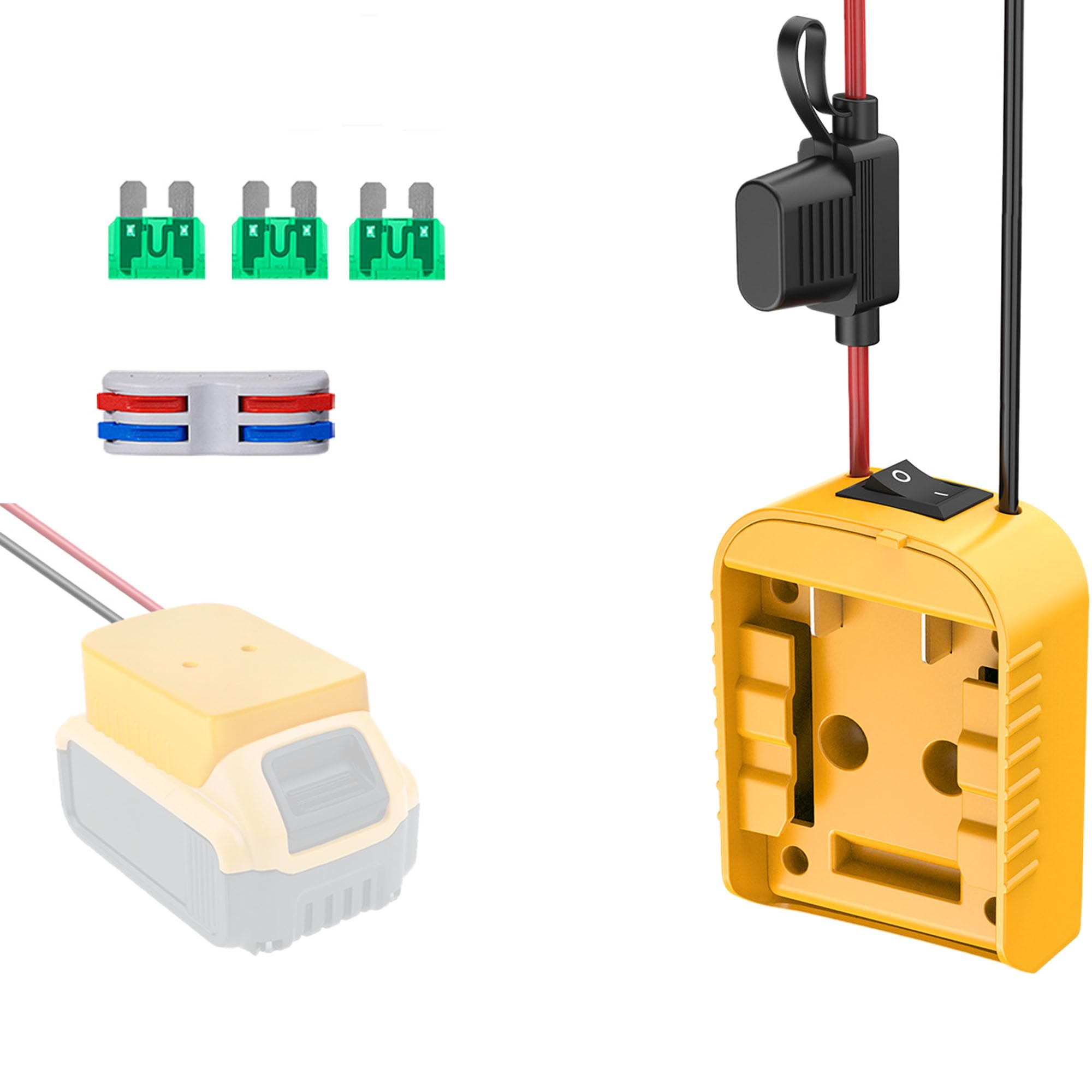 Battery Adapter Compatible with Dewalt 18V 20V Lithium Battery Converter with Built-in Switch for DIY RC Car Robotics RC Truck