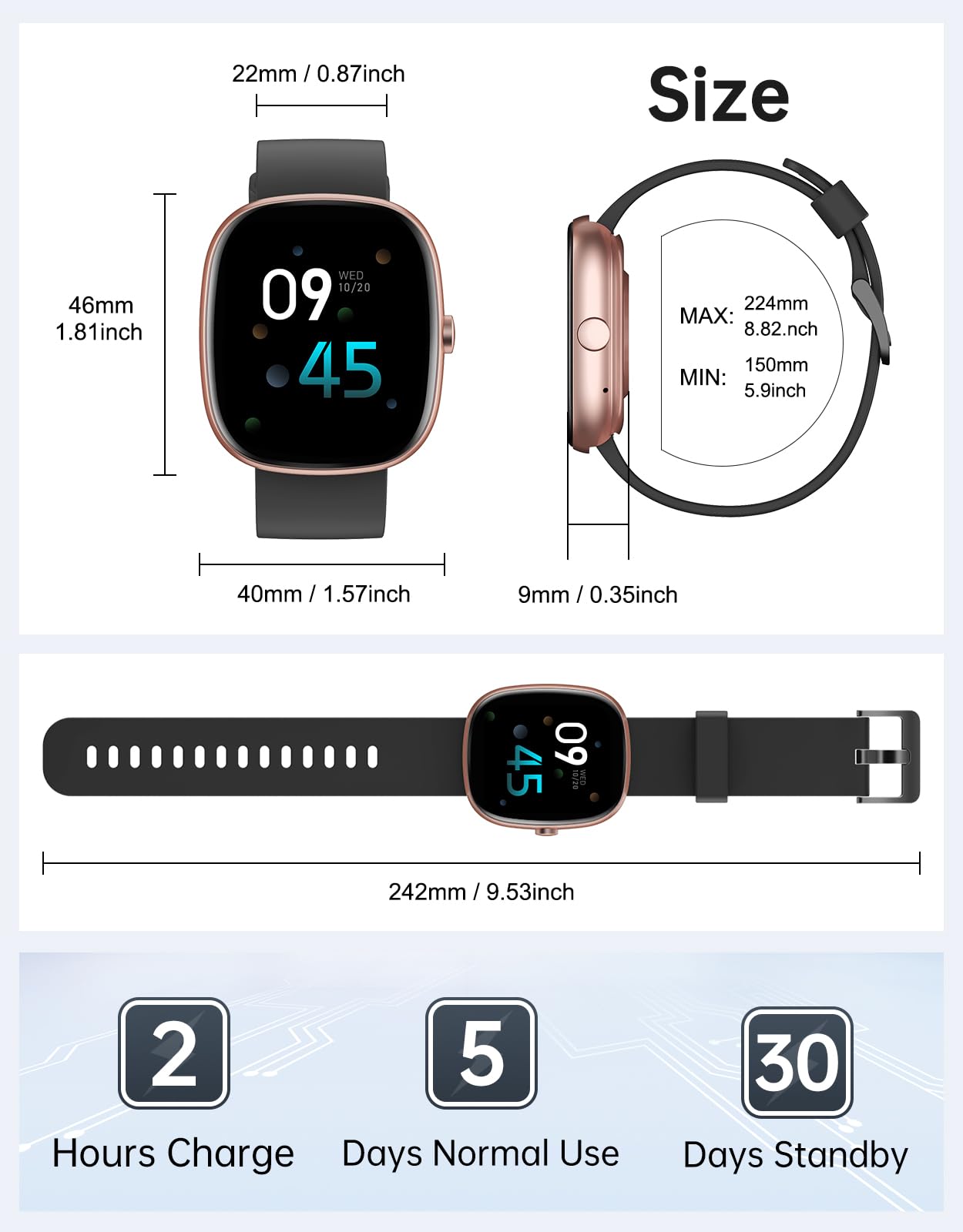 HUAKUA Smartwatch Uomo Donna con Chiamate Bluetooth 5.4, AMOLED 1.83" | Orologio Fitness Contapassi Cardiofrequenzimetro SpO2 Sonno Notifiche, Impermeabile 5ATM, 30 Giorni Standby per Android iOS