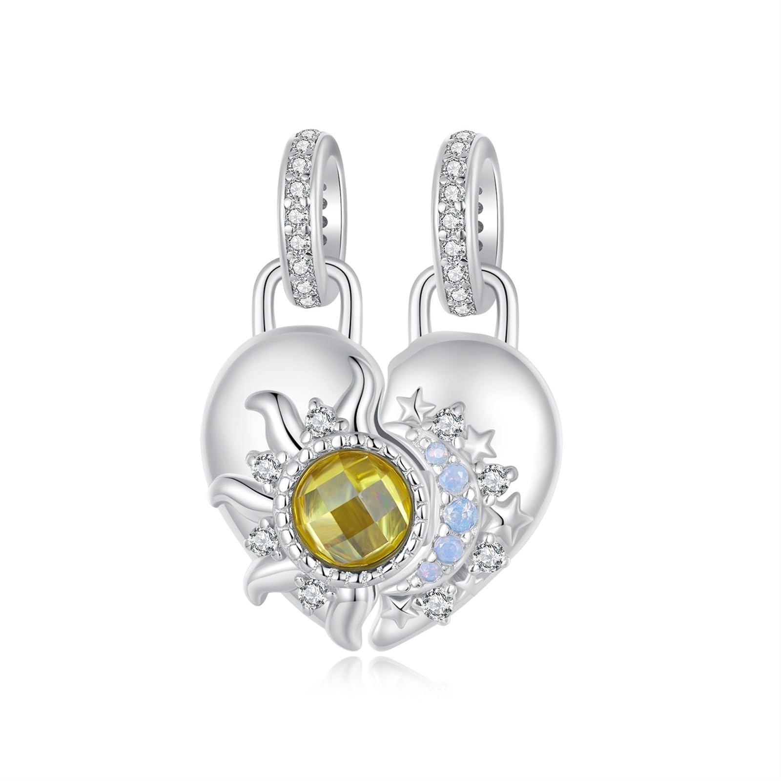 Srebro próby 925 Shine Sun Moon Love Charms wiszącą koralikową zawieszką do bransoletki i naszyjnika na urodziny dla kobiet