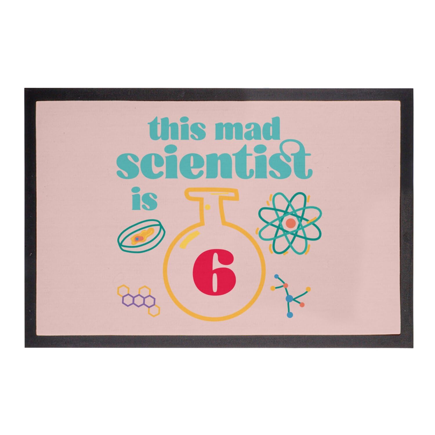 Paillasson rose 60x40 cm : cadeau anniversaire thème science pour enfant