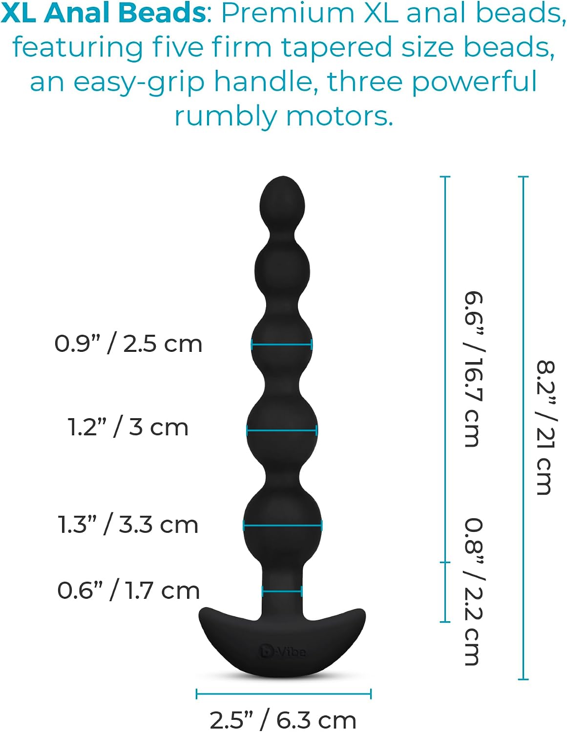 b-vibe Vibrating Anal Beads - Cinco Remote Control Butt Plug Beads Silicone Anal Toys - Black