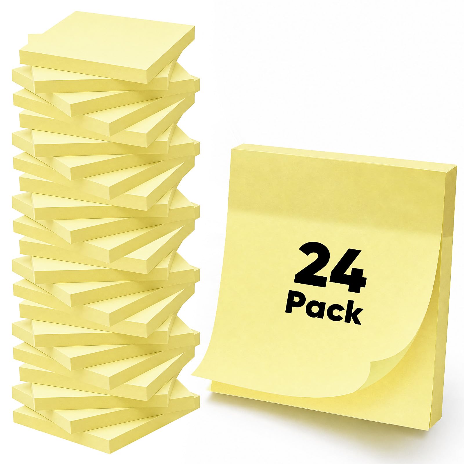 24 Stück Gelb Haftnotizen 50x50mm,Leicht zu Beschreiben für Büro, Schule | 100 Blätter pro Heft/2400 Blatt Selbstklebende Klebezettel,Wiederverwendbar,Sticky Notes Notizblöcke für Zuhause, Unternehme