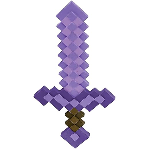 Minecraft Toy Weapon, Enchanted Purple Sword Costume Accessory, Plastic Video Game Inspired Toy Replica, 20.25 Inch Length