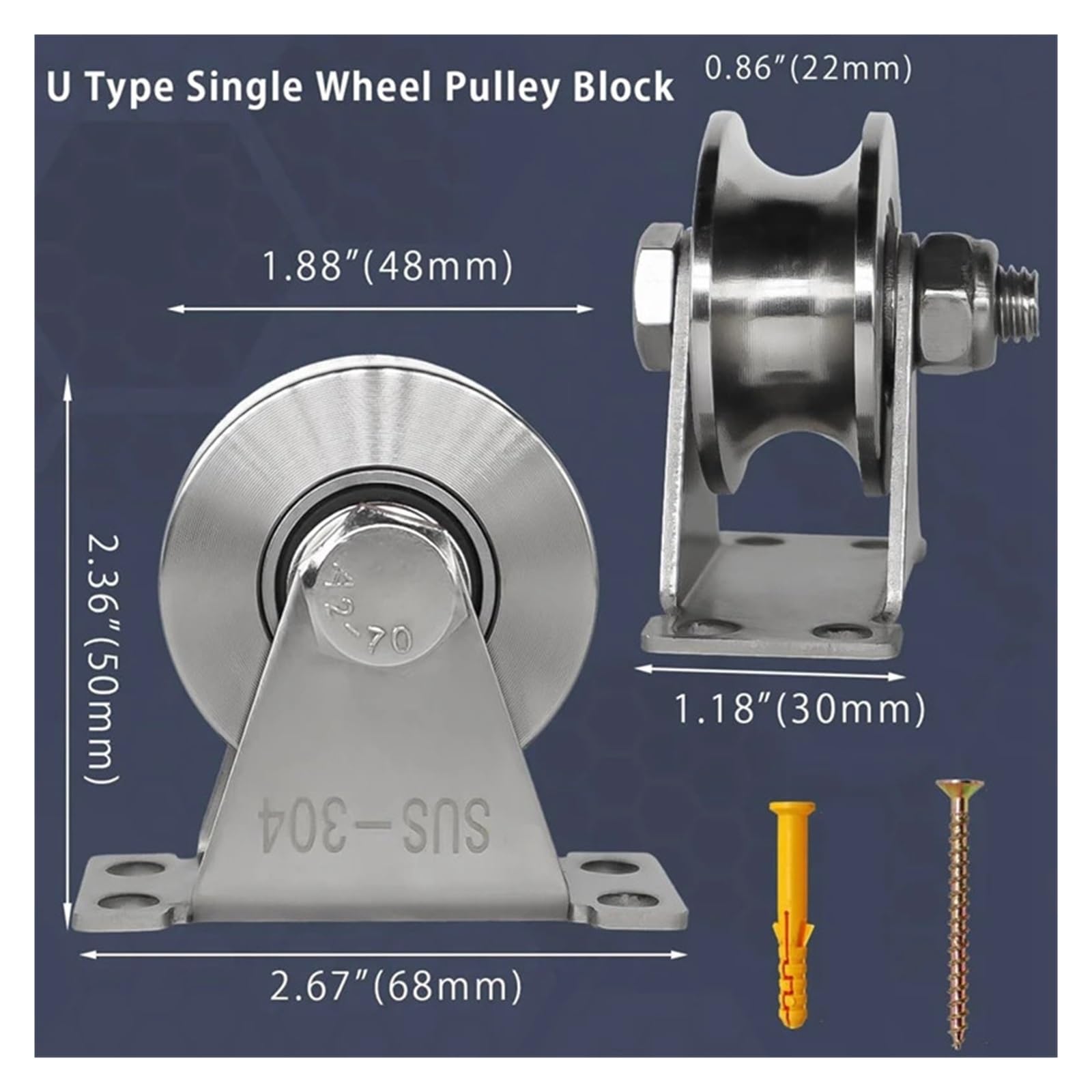 Paquete de 2 bloques de rueda de polea con ranura de acero inoxidable, rotación súper silenciosa for equipos de gimnasio de bricolaje, servicio pesado, rendimiento suave, ideal