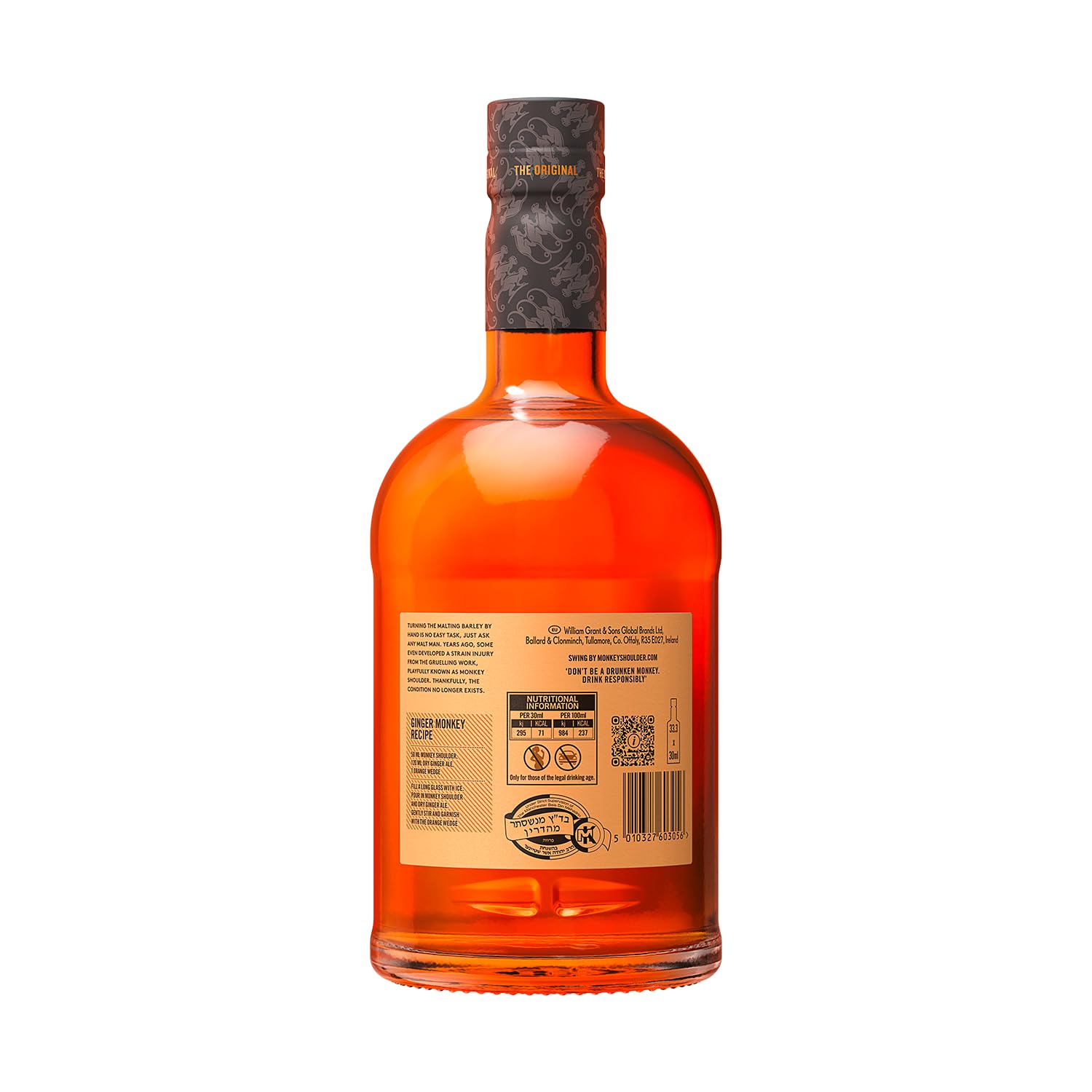 MONKEY SHOULDER Blended Malt Scotch Whisky – Das Original – Smooth, Rich, Perfect with a Twist – Small-Batch Whisky – ideal in an Old Fashioned cocktail – mehrfach preisgekrönt – 40% vol. – 70 cl