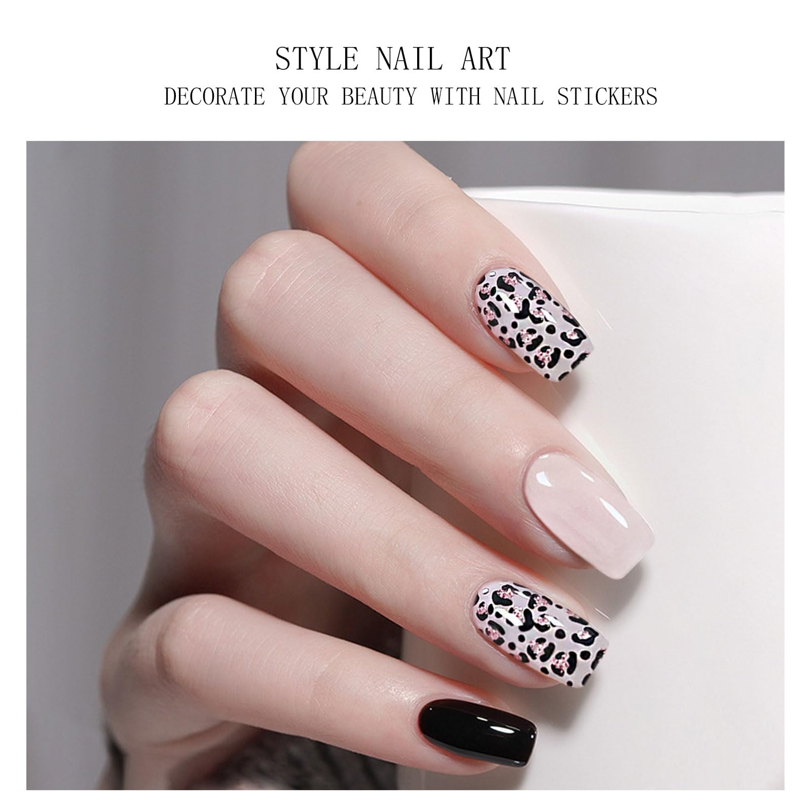 JMEOWIO Gel Nail Stickers Leopard Print Black Semi Cured Gel Nail Strips Wraps UV/LED Nails Art Design Decoration Accessories - Image 2