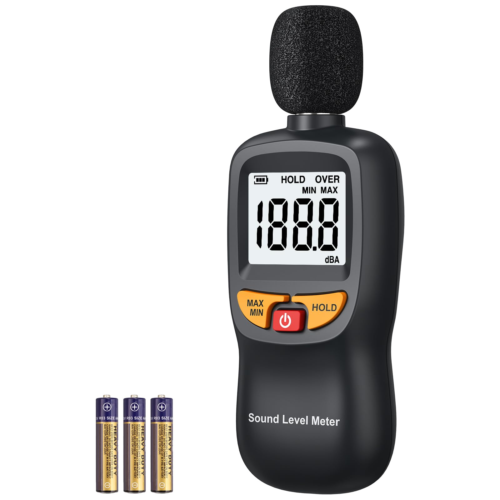 ALLmeter Sound Level Meter for Home Noise Monitoring - Accurately Measures 30-130dB with A-Weighted, Backlit LCD Display for Apartment, Office & Workplace