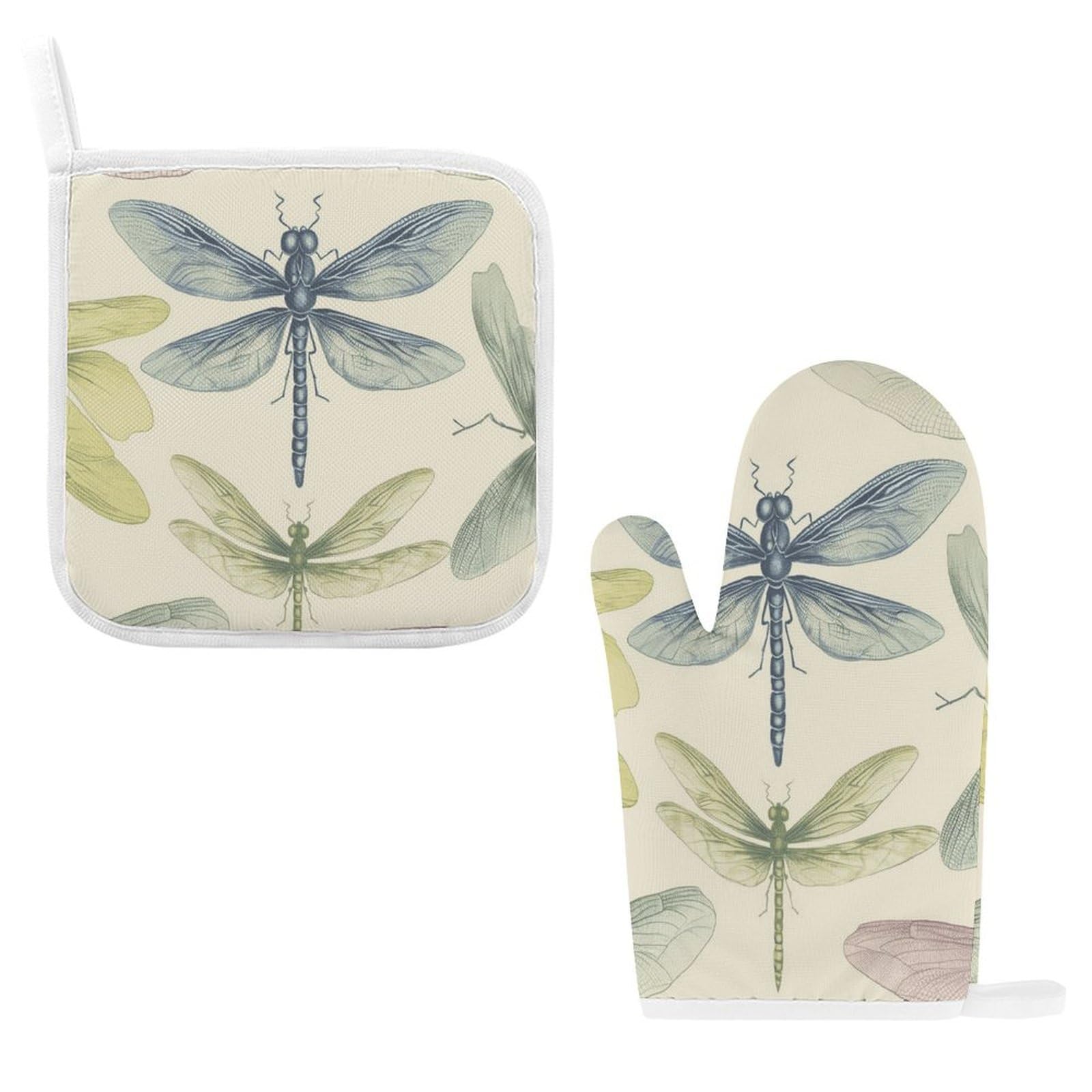 Fodpand Style Dragonfly Drawing Oven Mitts And Pot Holders Sets