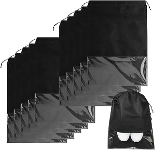 Organisateur De Chaussure De Voyage, 20pcs Sac à Chaussure De Rangement Portable Imperméable Anti avec Fenêtre Transparante Sac de Rangement Anti pour Voyage Sport (Noir)