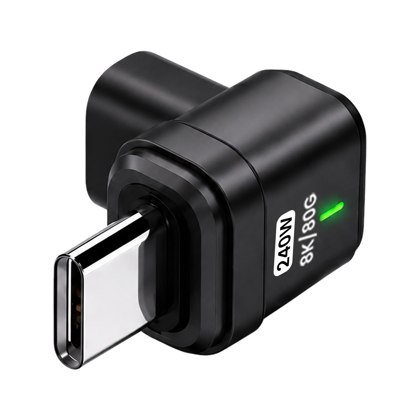 240w usb c to usb c adapter, 240w pd charging connector, 90 degree upward angle type c, 80gbps, 8k video output for macbook, galaxy phone, dell, hp, steam deck, monitor (ca216 (p1))