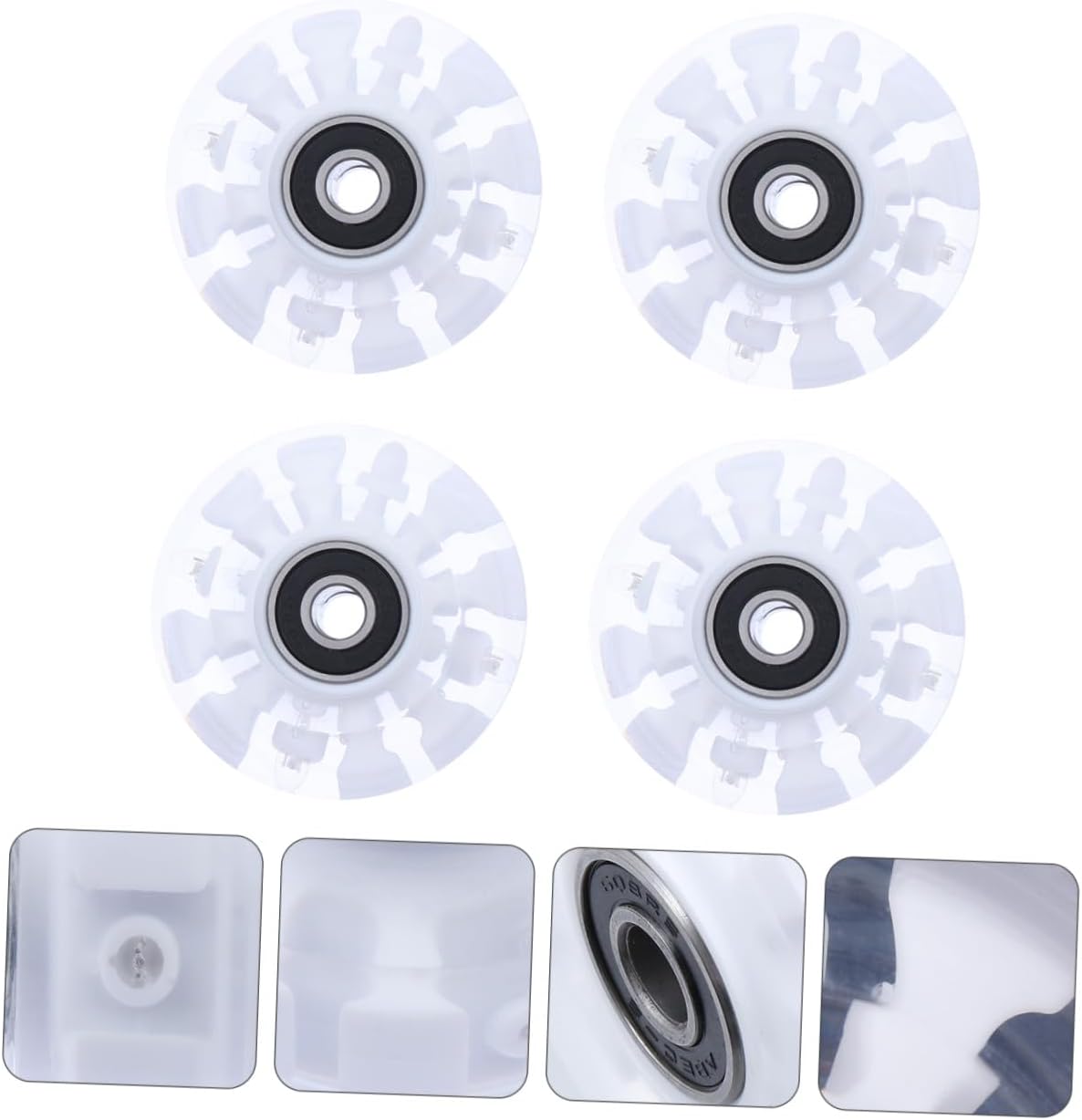 Zerodeko 4pcs Light up Roller Skate Wheels Quad Pu Wheels for Roller Skates Accessories Outdoor Indoor Skating Street Skating