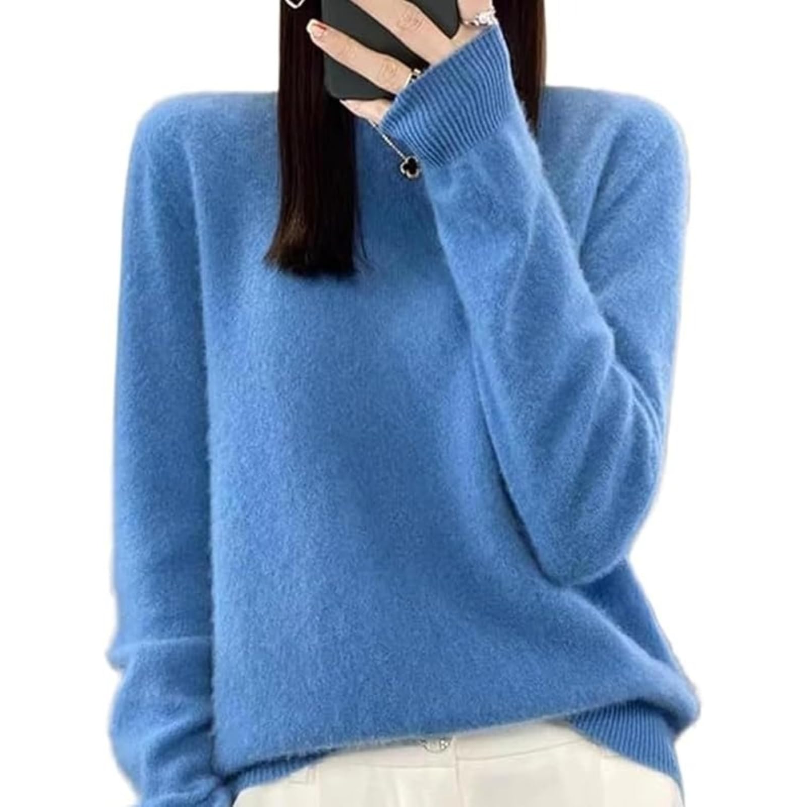 Womens Crew Neck Sweater Trendy Long Sleeve Soft Warm Sweaters Cozy Classic Knit Pullover Tops Fashion Clothes 2025