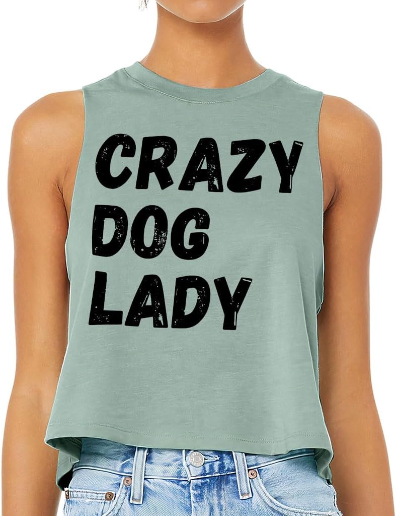 Crazy Dog Lady Racerback Cropped Tank - Dog Mom Clothing - Gift for Her