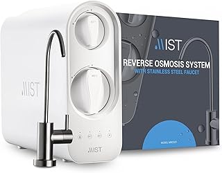 Reverse Osmosis System, Under Sink Compact Tankless RO Water Filter System, Dual-Filter, Reduces TDS, 400 GPD, 6 Stage Filtration Stainless Steel Faucet, Light Indicator Display, FCC Listed- Mist