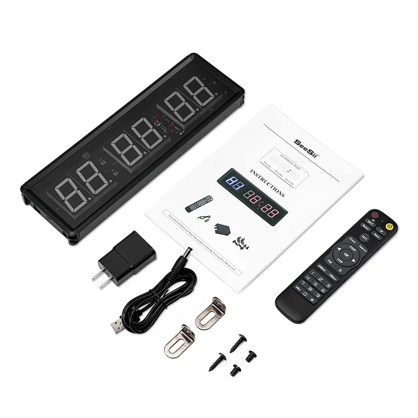 Digital Countdown Clock Stopwatch With Remote LED Interval Timer For Home Gym Fitness Equipment